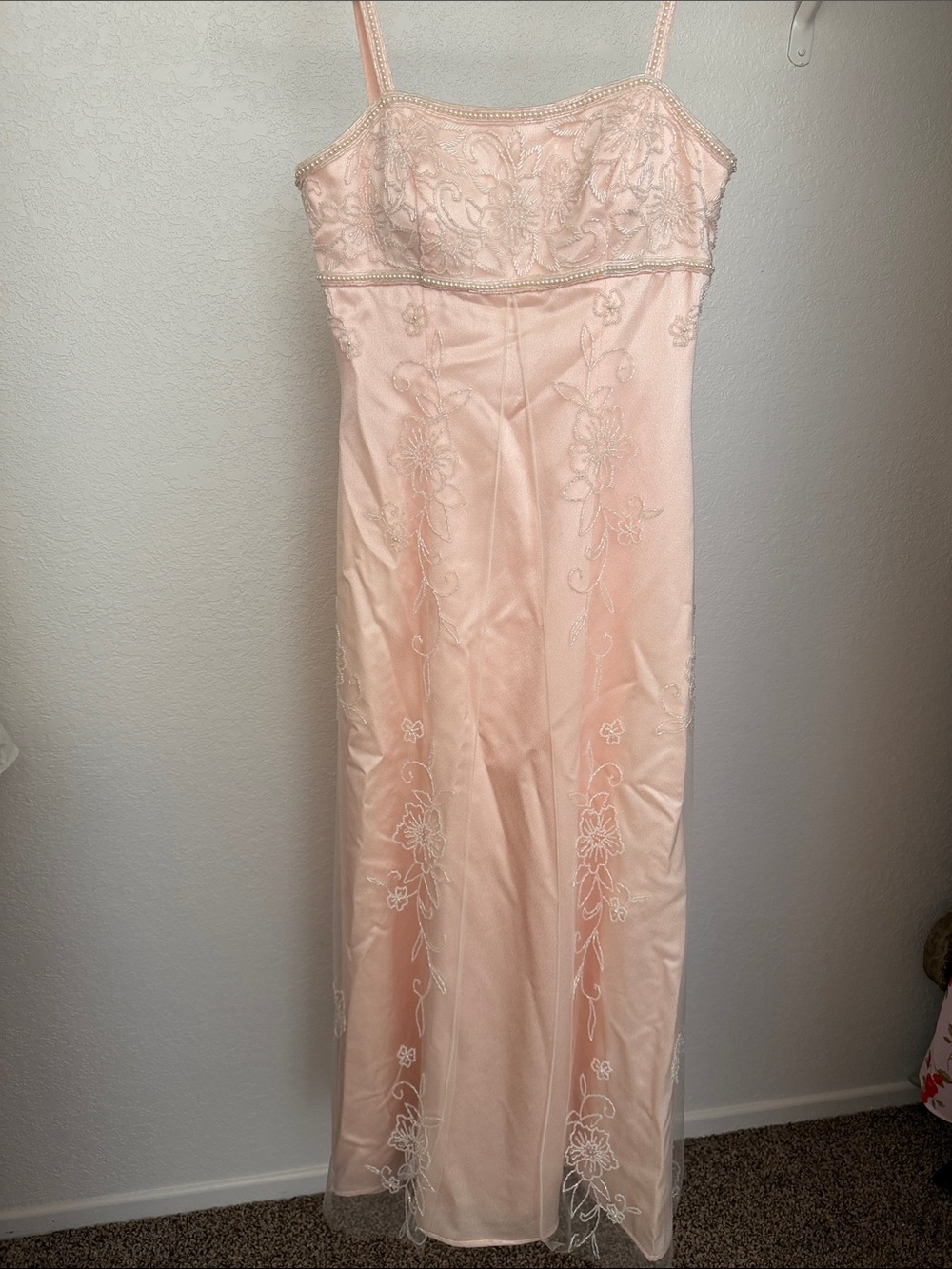 Cache vintage Blush Pink Embroidered Maxi Slip Dress